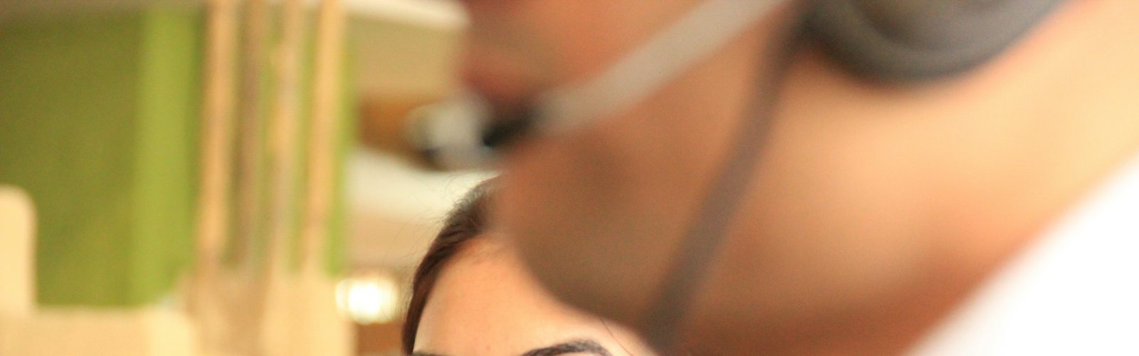 Smiling customer service representative wearing a headset